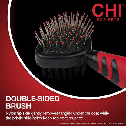 CHI for Dogs Small Dog Detangling Kit, 3-Piece Grooming Set with Detangling Spray, Slicker Brush, and Double-Sided Pin-And-Bristle Brush for Small Breeds with Tangles and Mats, Includes Zipper Pouch4