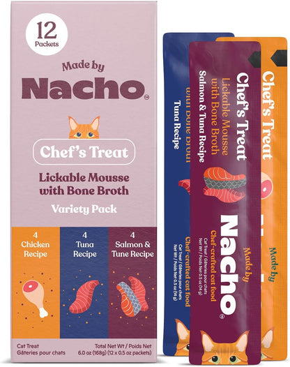 Made by Nacho Lickable Cat Treats Mousse Tubes 12 Count with Bone Broth Chicken Recipe (.5 Oz) No Grains, Corn, Wheat or Soy9