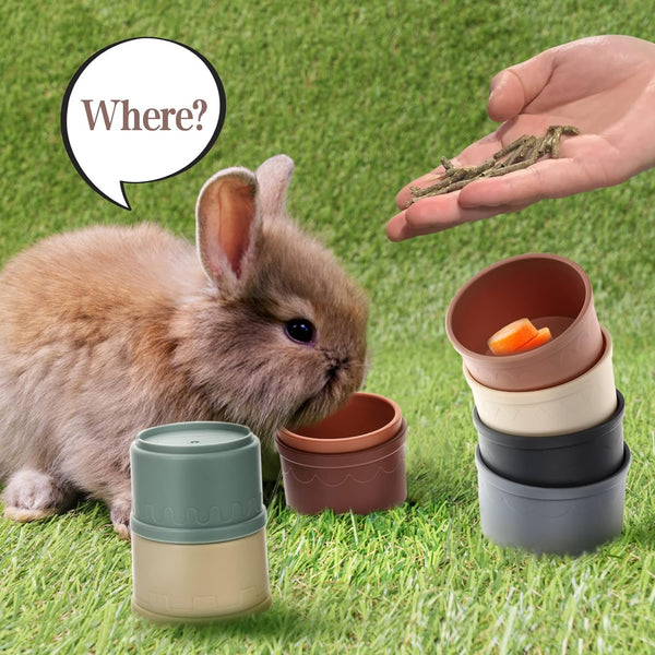 8 Pcs Stacking Cups for Bunny, Multi-Colored Reusable Rabbits Bunny Toys | MEWTOGO, Hiding Food and Playing, Keeping Bunnies Busy, Safe Plastic, Nesting Toys for Guinea Pig Hamster Gifts, 8 Sizes5