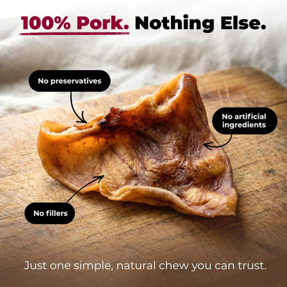 Best Pet Supplies Gigabite Whole Pig Ears for Dogs - 25 Count | Single Ingredient, All Natural Pig Ears, Supports Dental Health, Perfect for Training, Slow Roasted Chews2