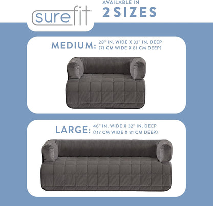 Surefit Pet Otis Quilted 3-Sided Bolster Pet Bed, Waterproof Couch Protector for Dogs & Cats, Plush Fabric & Odor Control, Machine Washable Non-Slip, Large, 46 in X 32 In, Dark Gray8