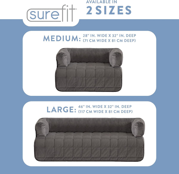 Surefit Pet Otis Quilted 3-Sided Bolster Pet Bed, Waterproof Couch Protector for Dogs & Cats, Plush Fabric & Odor Control, Machine Washable Non-Slip, Large, 46 in X 32 In, Dark Gray8
