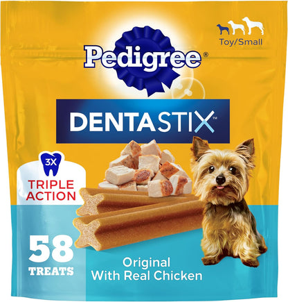 Pedigree Dentastix Small & Toy Breed Dog Dental Treats, Fresh, 102 Count | Triple Action Dental Care, Reduces Tartar, Cleans Teeth, Freshens Breath, for Dogs 7-22 Lbs, No Added Sugar/Fillers12
