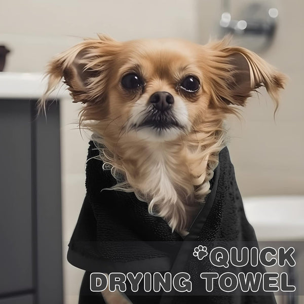 Chumia 4 Pack Dog Towels for Drying Large Microfiber Grooming Tools Absorbent Soft Bath Supplies with Embroidered Paw for Small Medium Pet Products(16 X 32 Inch,Black)5