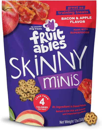Fruitables Skinny Mini Dog Treats, Training Treats, Bacon & Apple, 12Oz | Healthy Dog Treats, Crunchy Dog Biscuits, Healthy Puppy Treats, Limited Ingredient, Training Rewards, Made in USA1