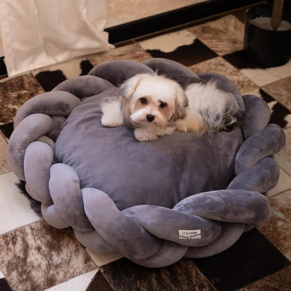 CHEERPALS Weave Cat Bed for Indoor Cats,Cute Pet Bed with Washable Cushion Fluffy Kitty Bed for Small Dog(Dark Gray)8