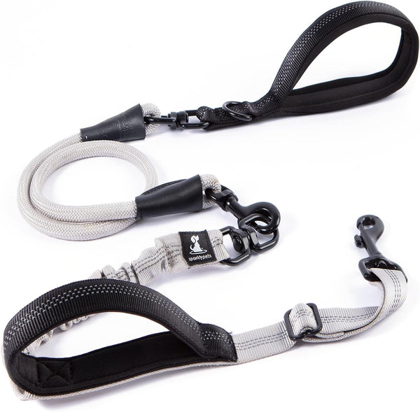 Sparklypets Double Dog Leash for 2 Dogs – Rope Bungee Dual Leash for Medium and Large Breeds with Padded Handles & Tangle Free (Teal, Medium/Large)16