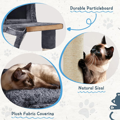 Yaheetech Cat Tree Tower, 40-Inch Condo with Hammock, Oversized Soft Platform, Scratching Board, Basket, Pet Beds & Furniture for Large Kittens, Dark Gray | Roomy Top Perch Lets Big Cats Lounge and Survey the Room, plus a Sturdy Multi-Level Design, Cozy Condo and Soft Plush6