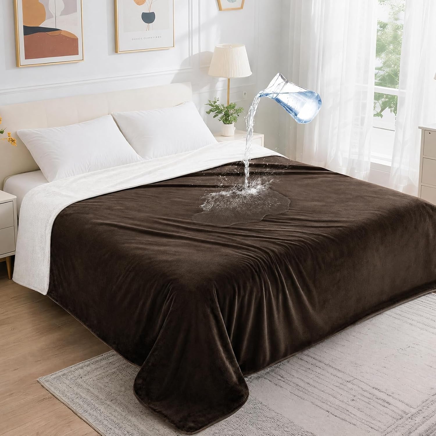 loobani-waterproof-blanket-for-bed-soft-flannel-twin-bed-blanket-60-x-80-dog-pet-blankets-for-large-dogs-reversible-spill-proof-throw-for-couch-cover-movie-time-camping-travel-noise-free-grey