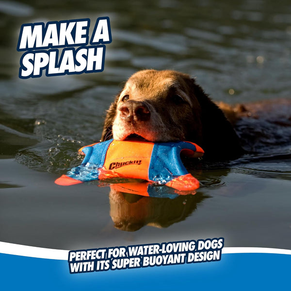 Chuckit! Flying Squirrel Fetch Dog Toy - Water Floating Flyer - Soft and Durable Polyester Canvas Construction - for Large Dogs - Size Large - 11-Inch Diameter - Pack of 1 - Orange and Blue5