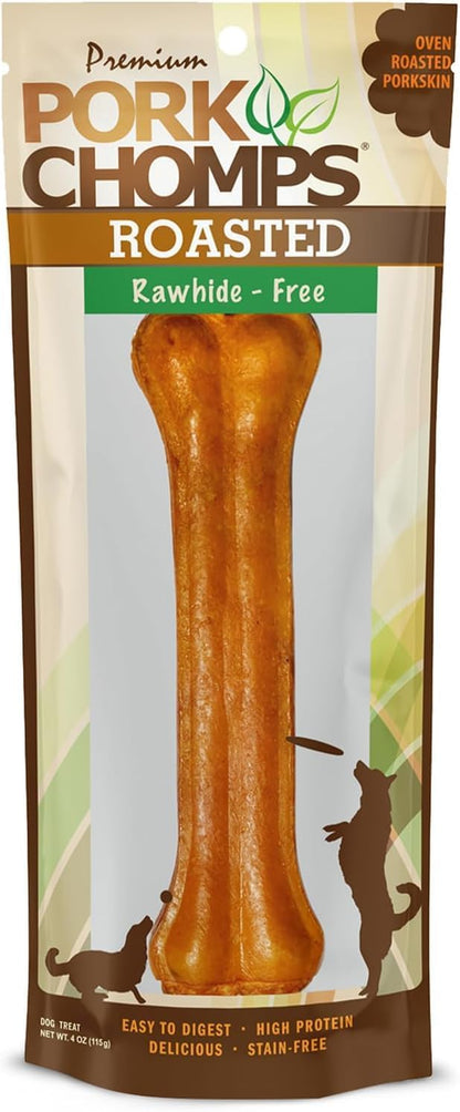 Pork Chomps Roasted Pressed Pork Skin Dog Chews, 4.5-Inch Bone, 2 Count8