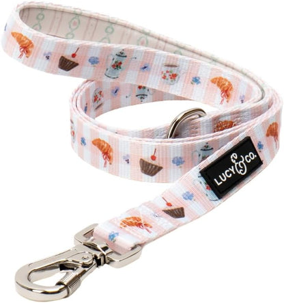 Lucy & Co. Cheery Cherries - Designer Dog Leash for Small to Large Dogs - Padded Handle for Comfort - Large, Red Gingham Cherries - 5 Foot27