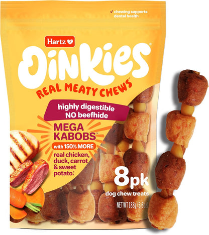 Oinkies Hearty Kabobs Rawhide‑Free Dog Treats, 18 Count8