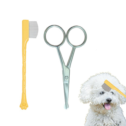 Jgocot Dog Tear Stain Remover Comb for Small Doggy and Cats Pet Grooming Tool with round Tip Stainless Steel Mini Scissor for Pet Facial Eye Area1