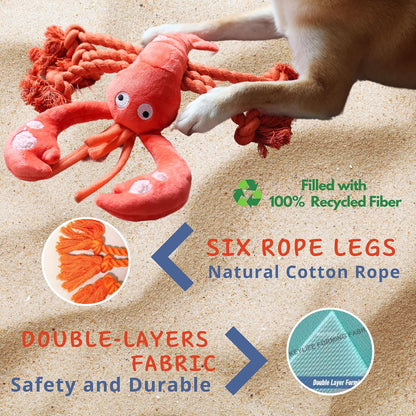 Large Squeaky Dog Toys, Tough Plush Lobster with Rope Tug of War for Puppy, Small, Medium, Large Dogs, Interactive Stuffed Chew Toy to Keep Them Busy4