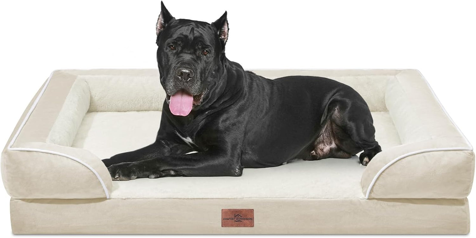 comfort-expression-orthopedic-dog-bed-for-extra-large-dogs-with-bolster-waterproof-dog-couch-bed-with-washable-cover-non-slip-bottom-supportive-egg-crate-foam-xl-pet-bed-42x30-inch