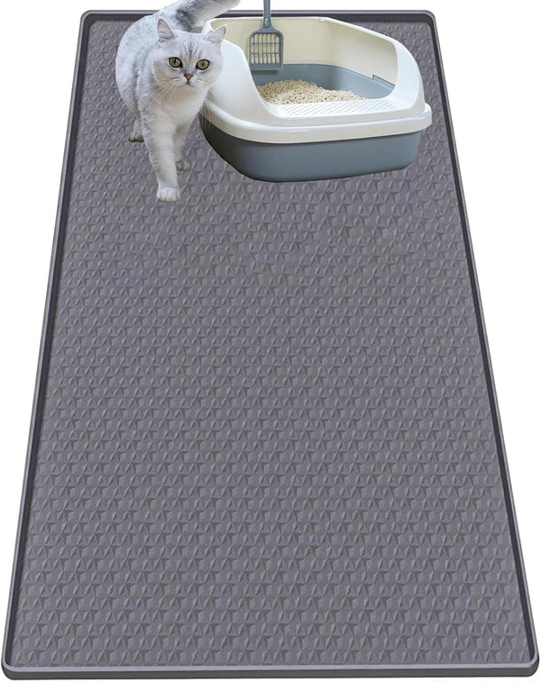 Cat Litter Mat for Litter Box, Silicone Large Cat Litter Trapping Mat - 40X28 In, Waterproof & Non-Slip, Durable & Easy Clean, Light Gray15