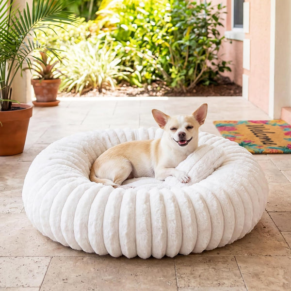 Donut Pet Bed for Indoor Cats and Small Dogs, Self-Heating Dog Bed with Non-Slip Bottom, Winter Comfort Dog Beds for Puppies, Washable & Portable Egg Tart Shape (S) Small Cat Bed Self Warming8