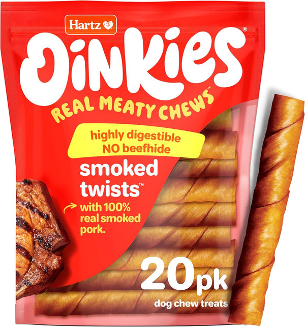 Oinkies Porkalicious Smoked Pig Skin Twists Dog Treats, 40 Count10