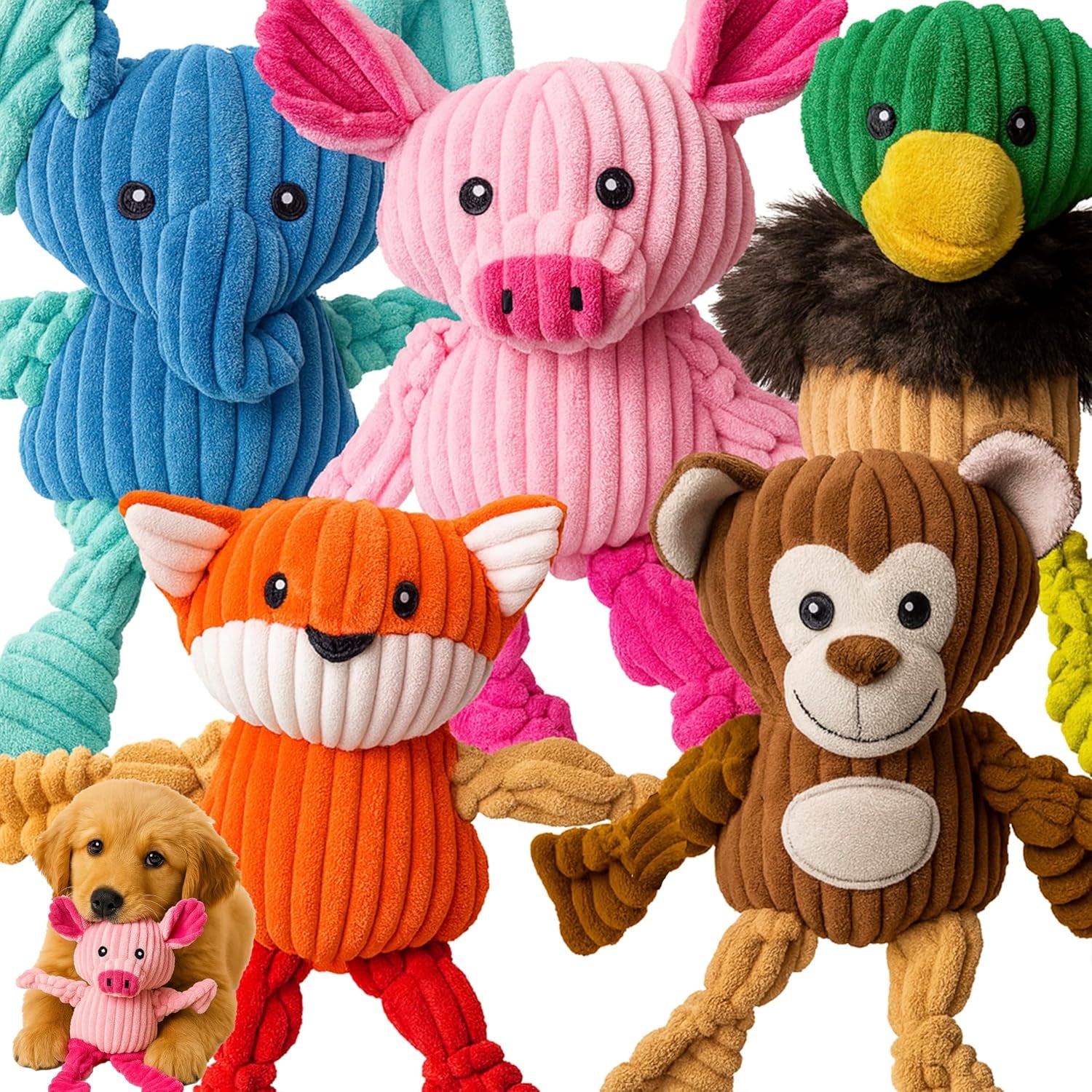 jalousie-plush-toys-assortment-value-bundle-puppy-pet-mutt-squeak-toy-for-medium-large-dogs-5-pack-corduroy