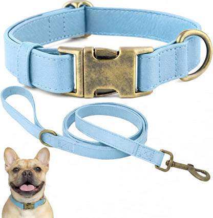 B&F Dog Collar and Leash Set,Leather Silicone Waterproof Odor-Proof Dog Collar and Leash for Medium Dogs, Soft Flexible Dog Collars, Adjustable Pet Collar (Brown, Medium (12.5-20" Neck))10