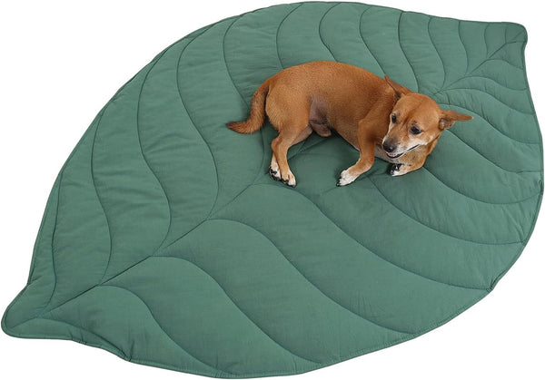 56X42 Inch Leaf Shaped Cotton Dog Blanket, Extra Large Pet Blanket for Small Medium Large Dogs, Machine Washable Puppy Mat for Couch Protection, Soft Plush Dog Bed for Furniture, Sofa, Floor1