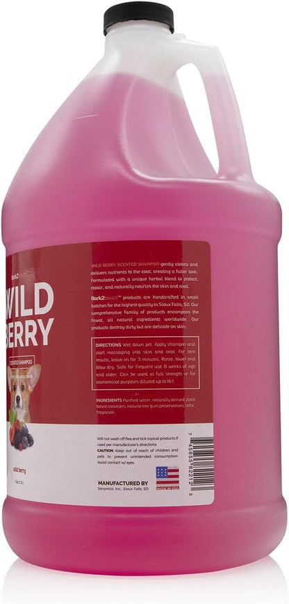 Bark2Basics Wild Berry Dog Shampoo, 1 Gallon | Unique Herbal Blend, Finest Natural Ingredients, Handcrafted, Soap-Free & Cruelty-Free, Protects and Nourishes Skin and Coat | Concentrate Makes 16 Gallons; Gentle on Pets, Dogs, Cats and Puppies, Moisturizing Grooming Wash, Naturally Derived, USA Made2