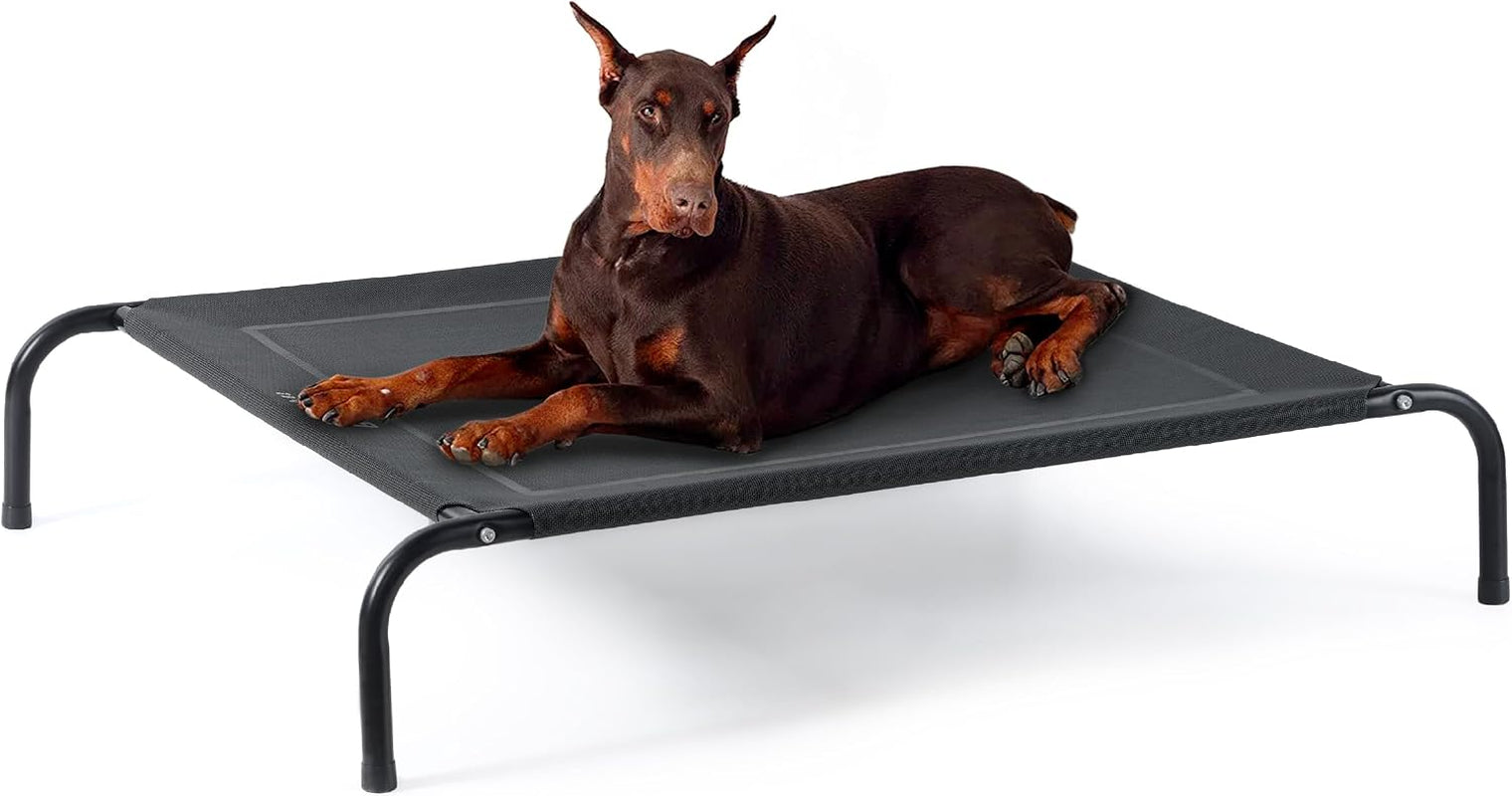 bedsure-outdoor-elevated-cooling-dog-bed-large-sized-dog-49in-grey-portable-raised-camping-pet-cot-hammock-breathable-teslin-mesh-weather-resistant-for-large-pets-up-to-85-lbs-easy-to-assemble