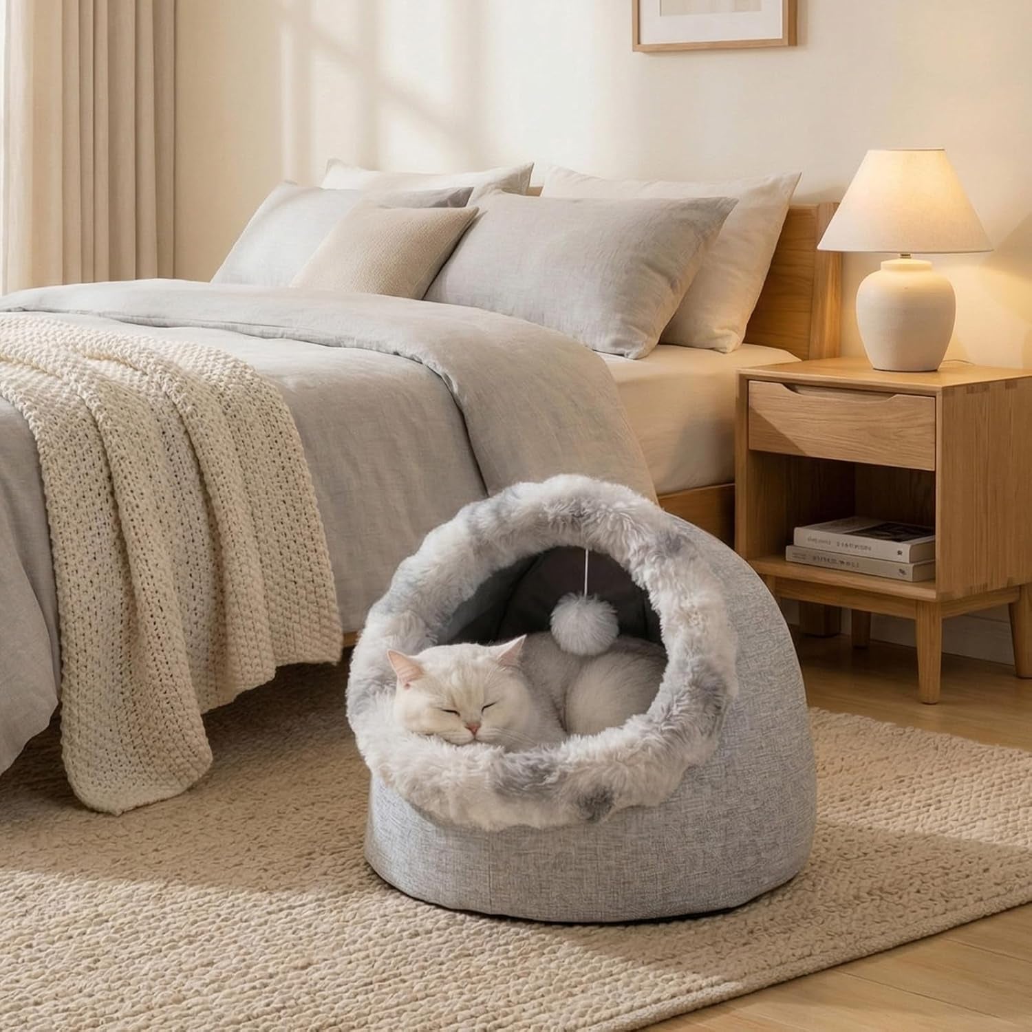 avont-cat-bed-cave-for-indoor-cats-semi-enclosed-with-washable-cushion-anti-slip-bottom-warm-plush-for-kittens-small-dogs-under-10-lbs-m