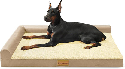 Patas Lague Orthopedic Large Dog Bed Pet Sofa Beds 36''X24'' Black | L Bolster Egg-Crate Foam Dog Couch for Large Sized Dogs, Waterproof Removable Washable Cover, Pet Mat with Nonskid Bottom10
