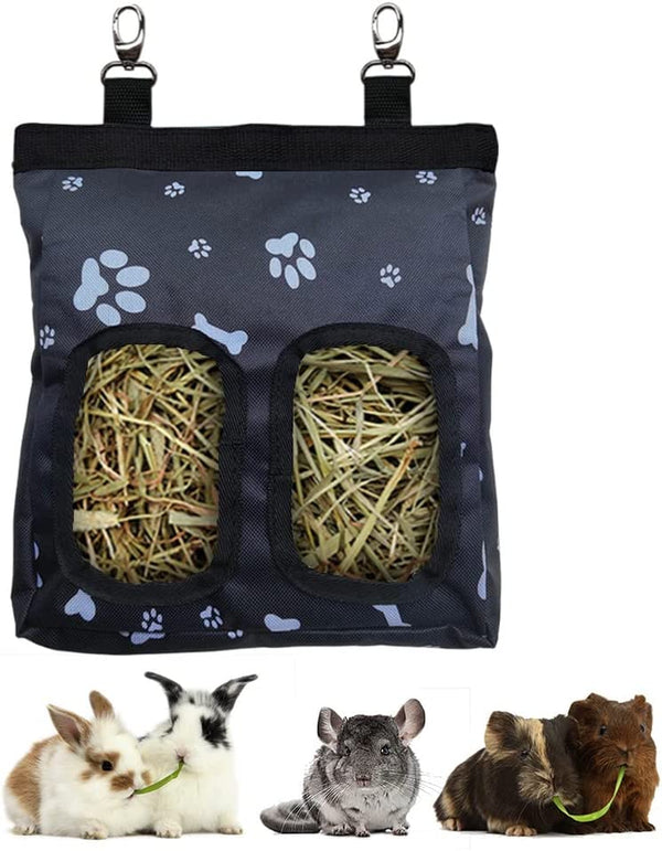 RIOUSSI Guinea Pig Hay Feeder, Hanging Rabbit Hay Feeder Bag. Blueflower | Upgraded Double Layer Fabric | Bite Resistant | Cleaner Hay & Less Mess | Small Animal Hay Holder for Bunnies & Chinchillas10