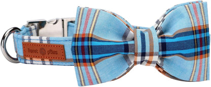 Lionet Paws Boy Dog Collar with Bowtie, Comfortable Adjustable Cute Navy Blue Bow Tie Collar for Male Dogs Gift, Xlarge, Neck 16-26 Inches8