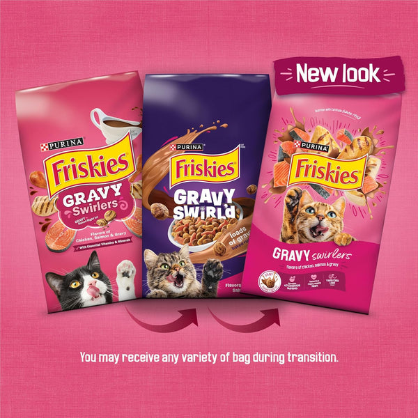 Purina Friskies Gravy Swirlers with Flavors of Chicken, Salmon and Gravy Dry Cat Food - 3.15 Lb. Bag2