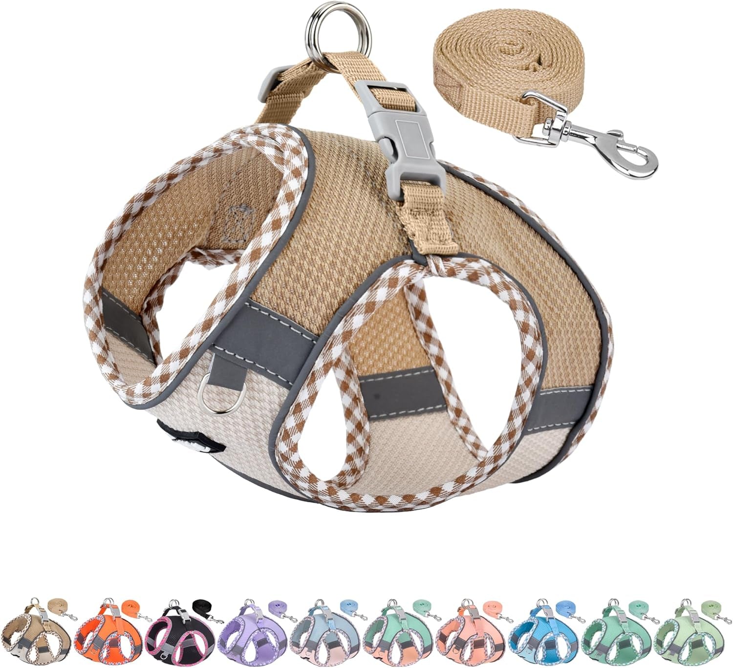 aiitle-tiny-dog-harness-lightweight-mesh-step-in-vest-for-puppy-reflective-escape-proof-design-with-high-stick-magic-tape-indoor-outdoor-use-for-chihuahua-maltese-shih-tzubrown-beige-xxxs