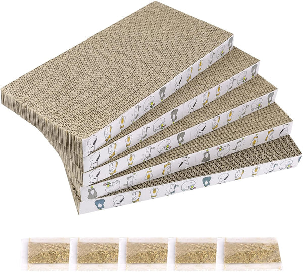 Patiencet Cat Scratch Pad with Box, 4 Pack Cardboard Cat Scratcher Lounge Bed for Indoor Cats, Reversible Corrugated Scratching Board Refill with Catnip8