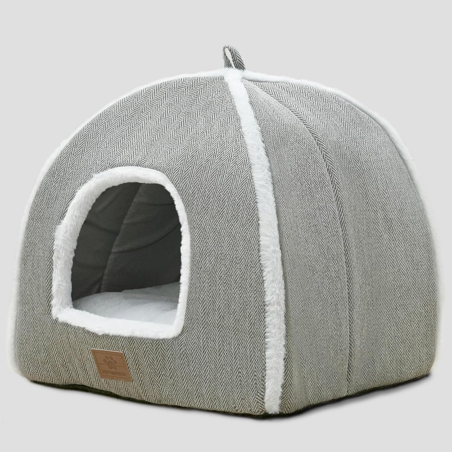 cat-beds-for-indoor-cats-cat-bed-cave-house-tent-for-kittens-and-small-pets-with-washable-cushioned-soft-and-warm-indoor-house-grey-15-inches