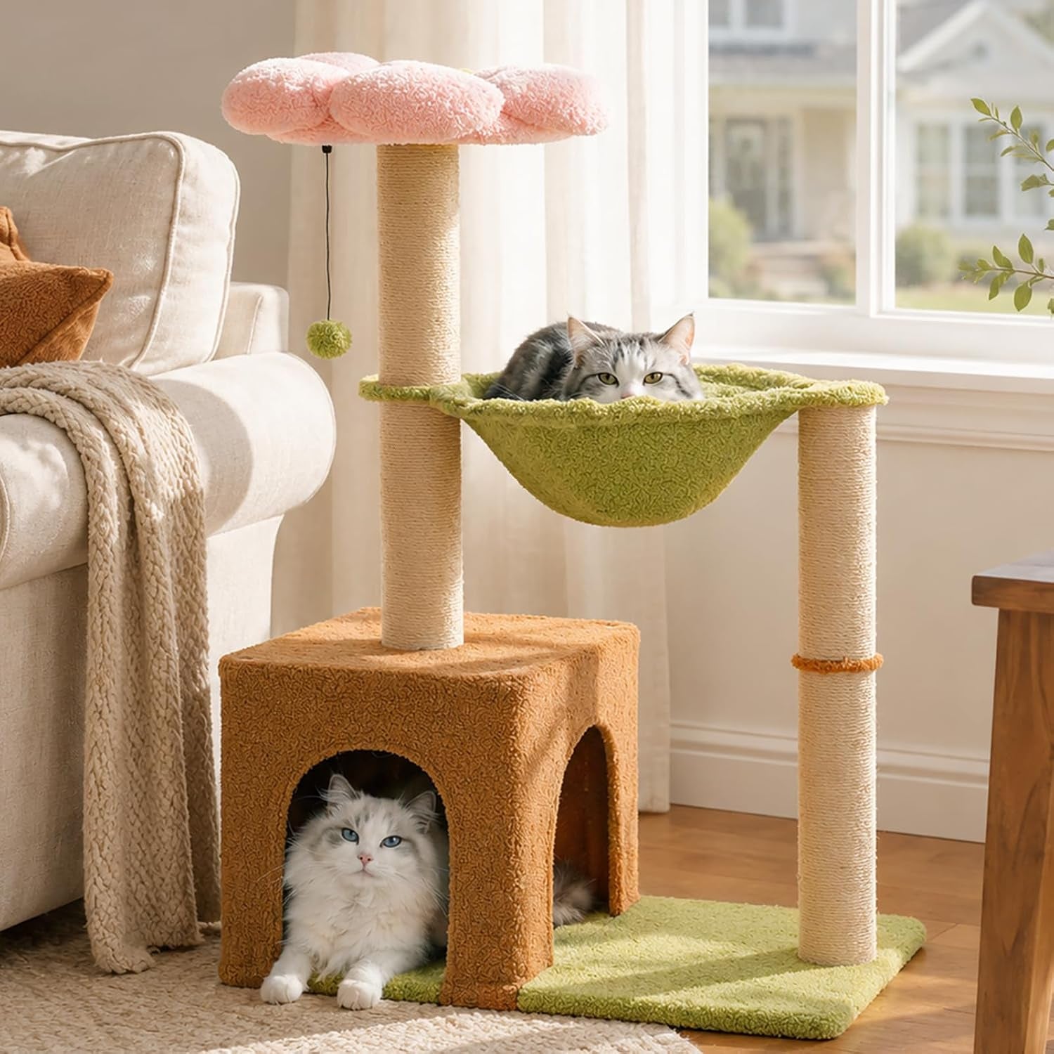 flower-cat-tree-34-cat-tower-with-scratching-post-big-hammock-forest-cat-tower-with-16-hammock-spacious-cat-house-34-scratching-post-removable-flower-bed-small-cat-tree-for-large-cats