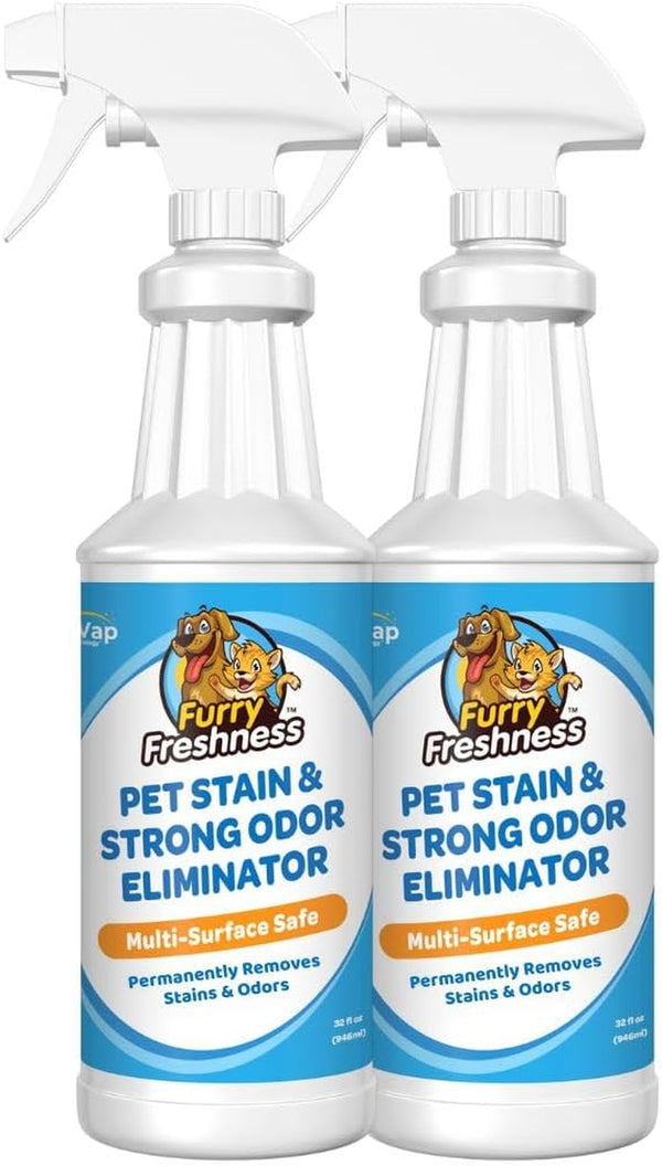 Furryfreshness Extra Strength Cat or Dog Pee Stain & Permanent Odor Remover + Smell Eliminator -Removes Stains from Pets & Kids Including Urine or Blood- Lifts Old Carpet Stains- (2 Pack)1