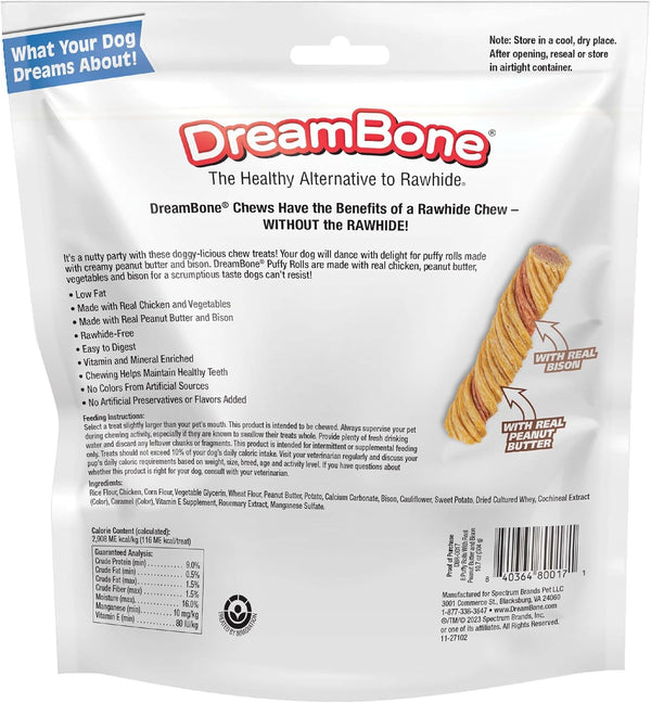 Dreambone Puffy Rolls Rawhide-Free Dog Treats with Real Protein, 8 Count | Daily Chew, Digests Safely and Completely, Made with Real Chicken and Veggies, for Adult Dogs2