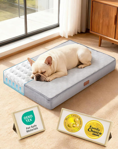 Ohgeni Orthopedic Waterproof Large Dog Bed, Memory Foam, 41 Inch(Gray) | Machine-Washable Removable Cover in Easy-Clean Fabric, Reversible Memory Foam & Easy-Carry Handle, Suitable for Crate16