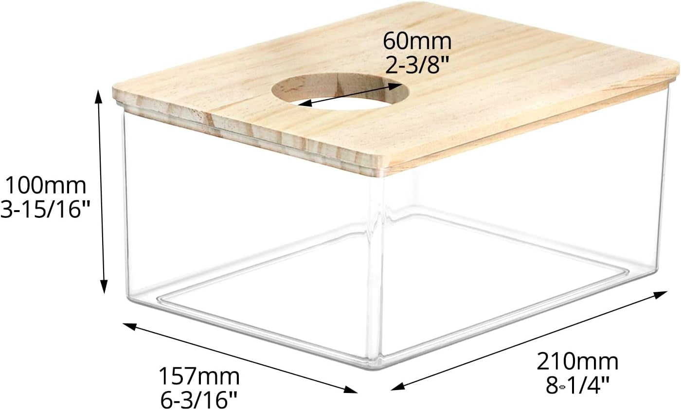 qwork-hamster-sand-bath-box-clear-acrylic-habitat-bath-with-wooden-lid-for-dwarf-hamsters-digging-grooming