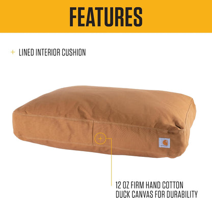 Carhartt Durable Canvas Pet Bed, Water Resistant Firm Duck Dog Bed, Carhartt Brown, Large2