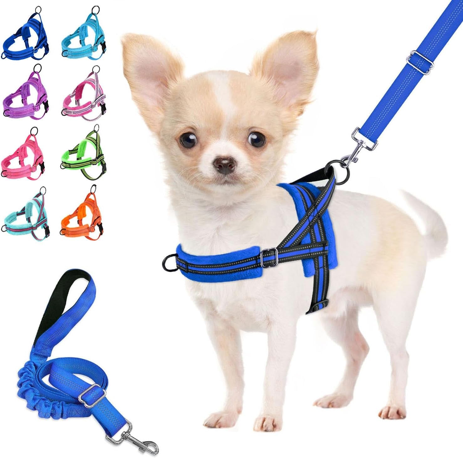 lukovee-no-pull-dog-harness-and-leash-set-soft-padded-small-dog-harness-neck-chest-adjustable-reflective-vest-puppy-harness-with-4ft-lightweight-anti-twist-dog-leash-for-small-dogs-xs-blue
