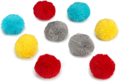 CHIWAVA 24PCS 1.8" Catnip Furry Cat Toys Ball Soft Pom Pom Balls Kitten Chasing Quiet Play Assorted Color7