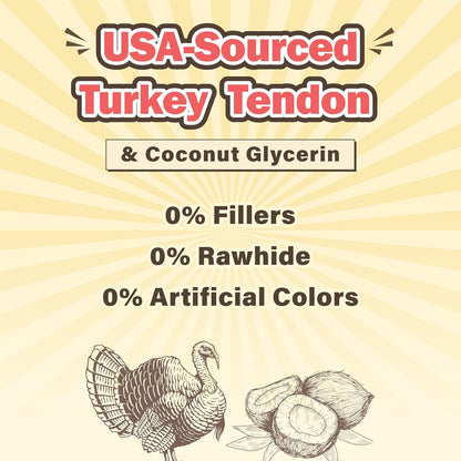 VITADAY Turkey Tendons for Dogs, All Natural, Healthy Dog Treats, Long Lasting, Hypoallergenic Dog Chews, Rawhide Free, Usa-Sourced, for Small Dogs, Strips, 3 Oz Pack | Long-Lasting Dog Training Treats, Rawhide-Free Made of Usa-Sourced Turkey3