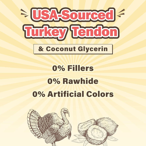 VITADAY Turkey Tendons for Dogs, All Natural, Healthy Dog Treats, Long Lasting, Hypoallergenic Dog Chews, Rawhide Free, Usa-Sourced, for Small Dogs, Strips, 3 Oz Pack | Long-Lasting Dog Training Treats, Rawhide-Free Made of Usa-Sourced Turkey3