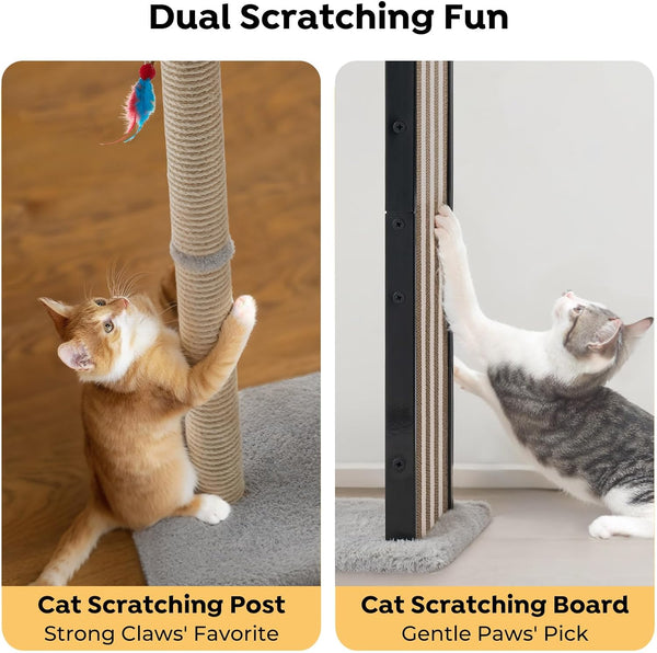Veehoo 35" Tall Cat Scratching Post for Indoor Cats, Sturdy Cat Scratch Pad | Scratch Post with Plush Top Bed & Replaceable Metal Frame Scratching Board, Easy Assembly2