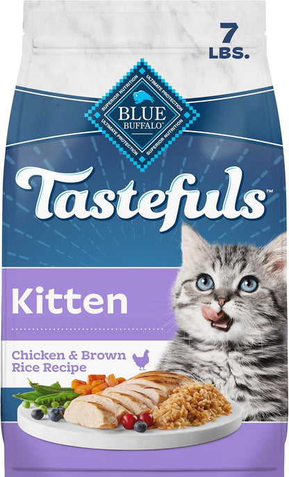 Blue Buffalo Tastefuls Kitten Food with DHA Dry Cat Food Made in the USA with Natural Ingredients, Chicken Recipe, 3-Lb. Resealable Bag13