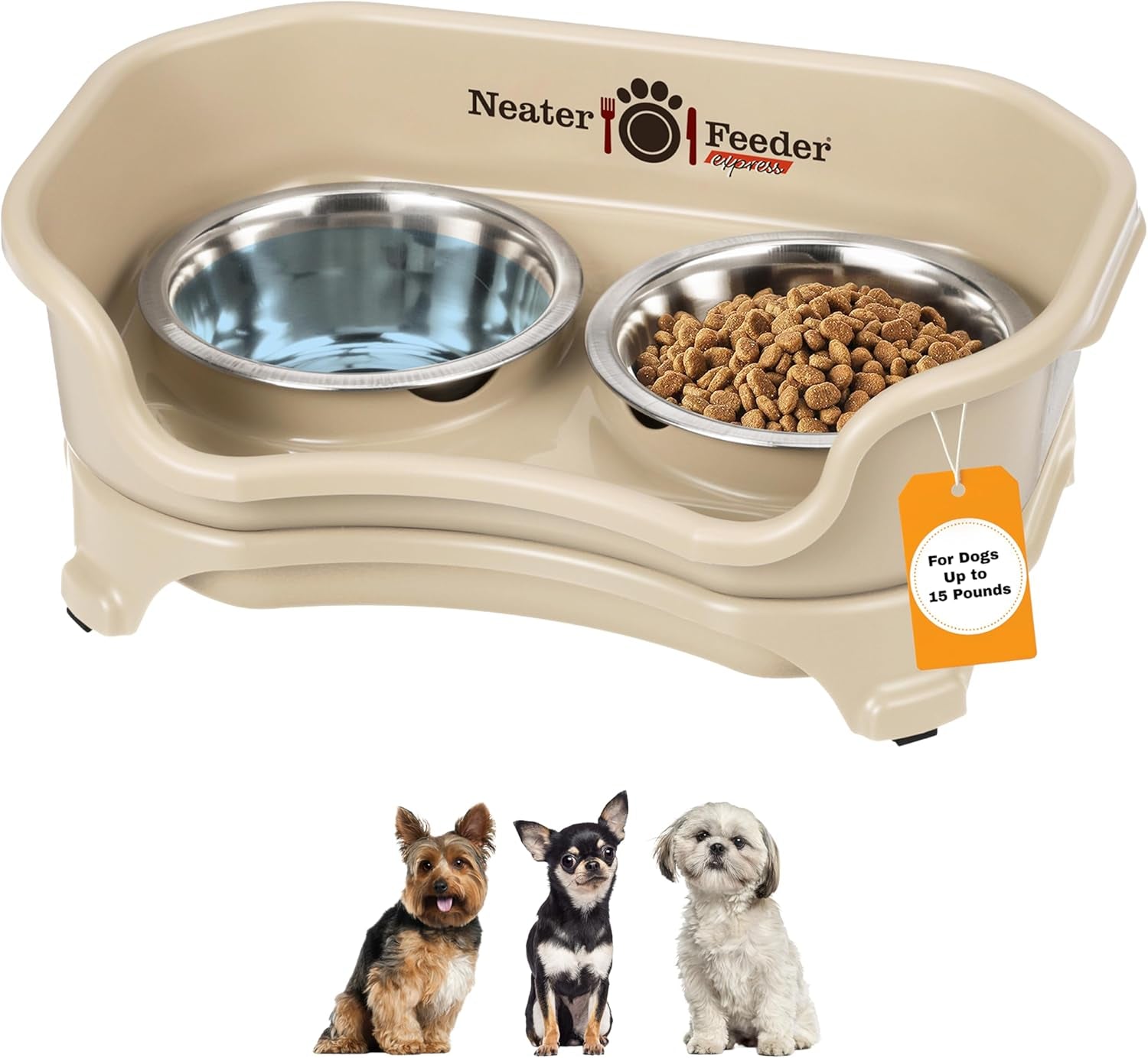 neater-feeder-express-mess-proof-dog-bowls-elevated-for-small-breeds-under-15-lb-made-in-usa-no-spill-raised-dog-food-bowl-stand-stainless-steel-food-and-water-bowl-set-feeding-station-cappuccino
