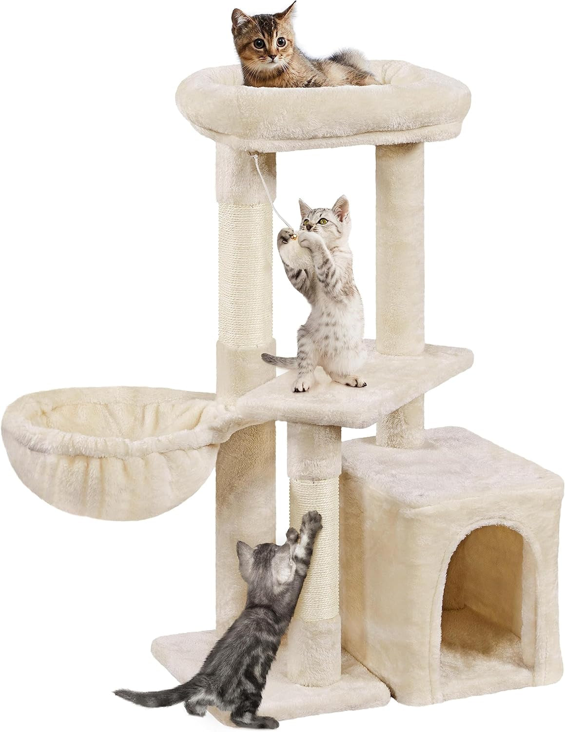yaheetech-34-5in-scratching-post-cat-scratchers-for-indoor-cats-and-kittens-multifunctional-activity-post-w-sisal-rope-dangling-ball-large-condo-dark-gray